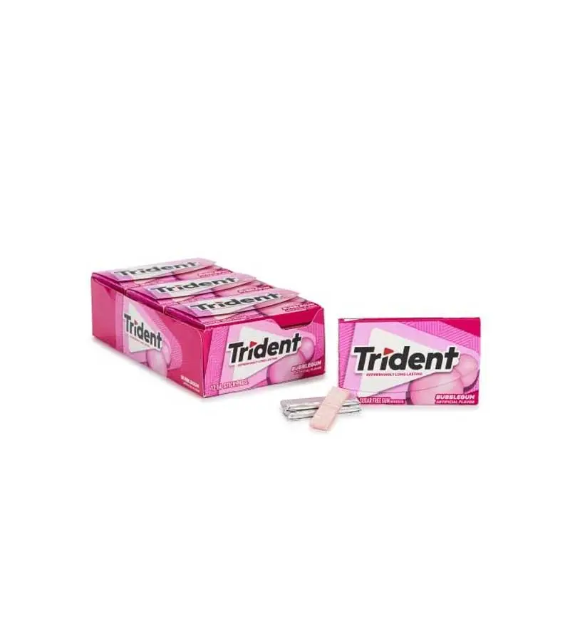 Trident Sugar Free Gum Bubblegum Flavour -12 Packs Box - Image 2